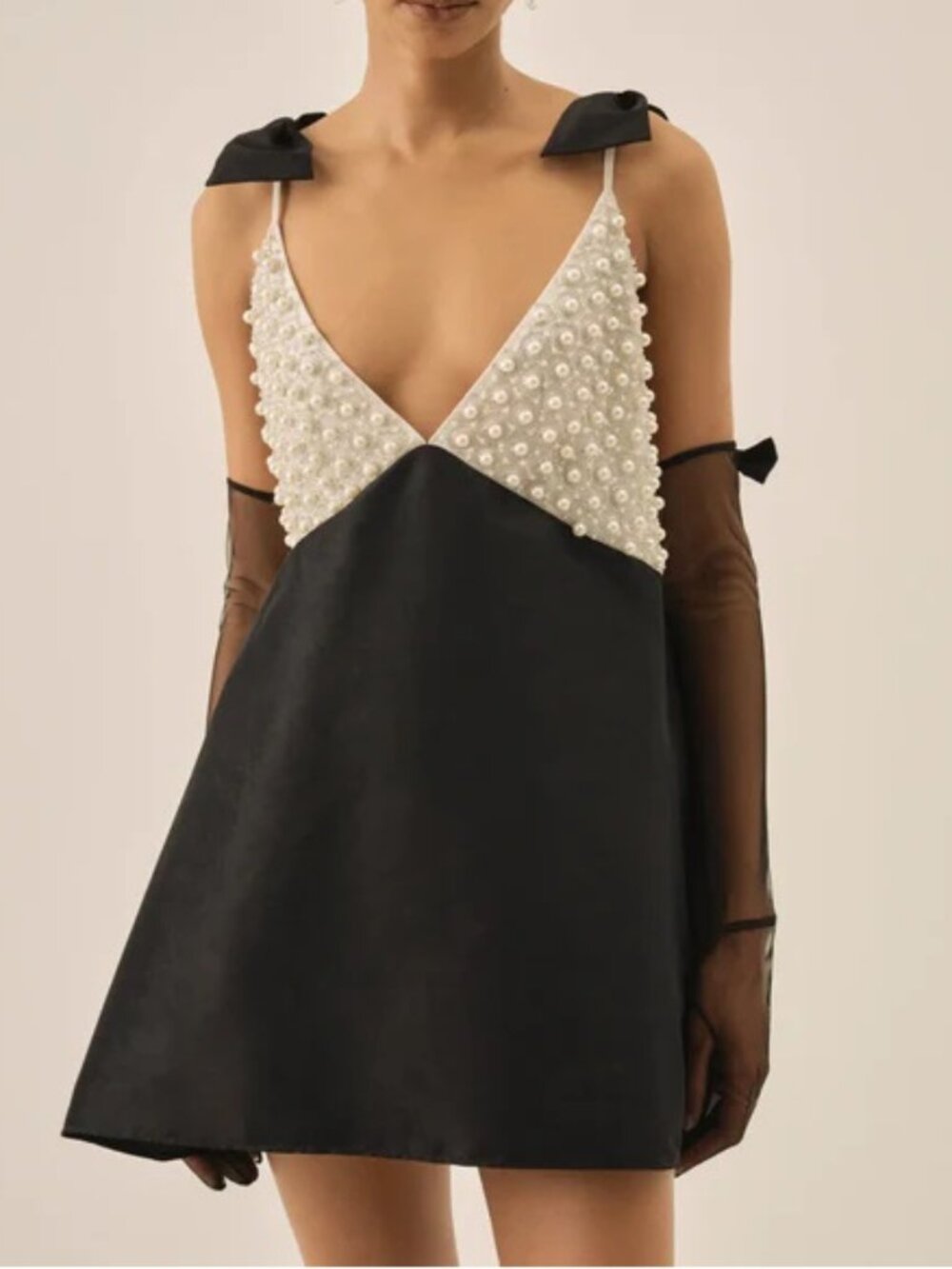 NEW $329 FOR LOVE AND LEMONS PEARLY BOW MINI DRESS IN BLACK SIZE S - Picture 2 of 16
